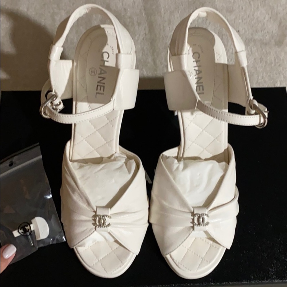 Limited edition white Chanel heels